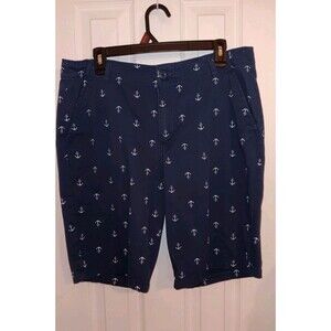Men's Carbon Navy Blue Anchor Pattern Shorts Size 34